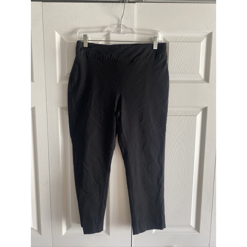 Chico's So Slimming Crop Pants Womens Size 1 Black Pull On Stretch Workwear 8 L